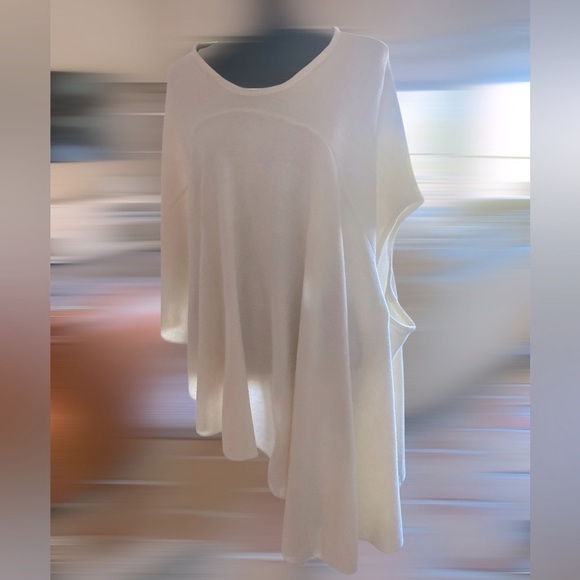 Anthropologie Asymmetrical Poncho Lightweight Ivory Knit Women’s One Size NWT - Picture 9 of 10